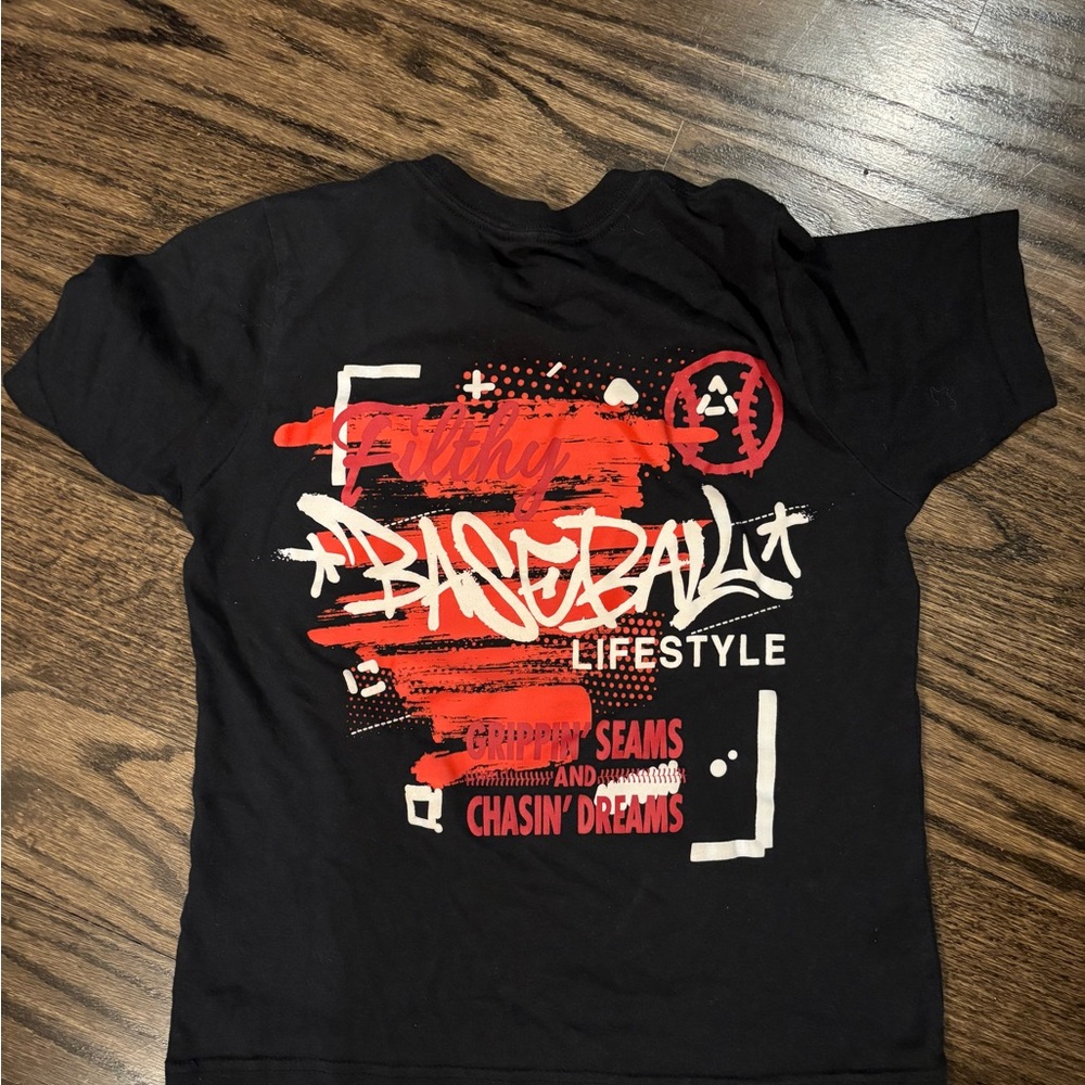 Baseball Lifestyle Kids T-Shirt - Black and Red